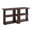 Table à 2 tablettes en noyer pour bureau, fabriquée à partir d'une console rectangulaire en peuplier avec 2 tablettes