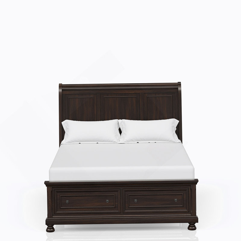 Grand lit de rangement en cerisier foncé, Cerisier, Queen