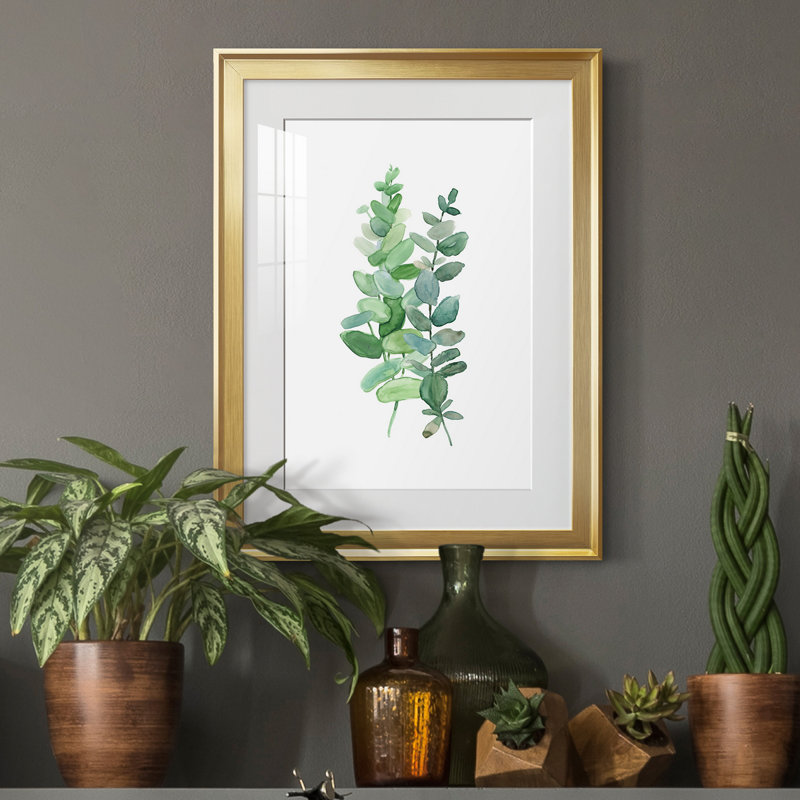 Eucalyptus II - Peinture sur toile encadrée, Or, H 18,5 po x l 24,5 po x P 1,5 po