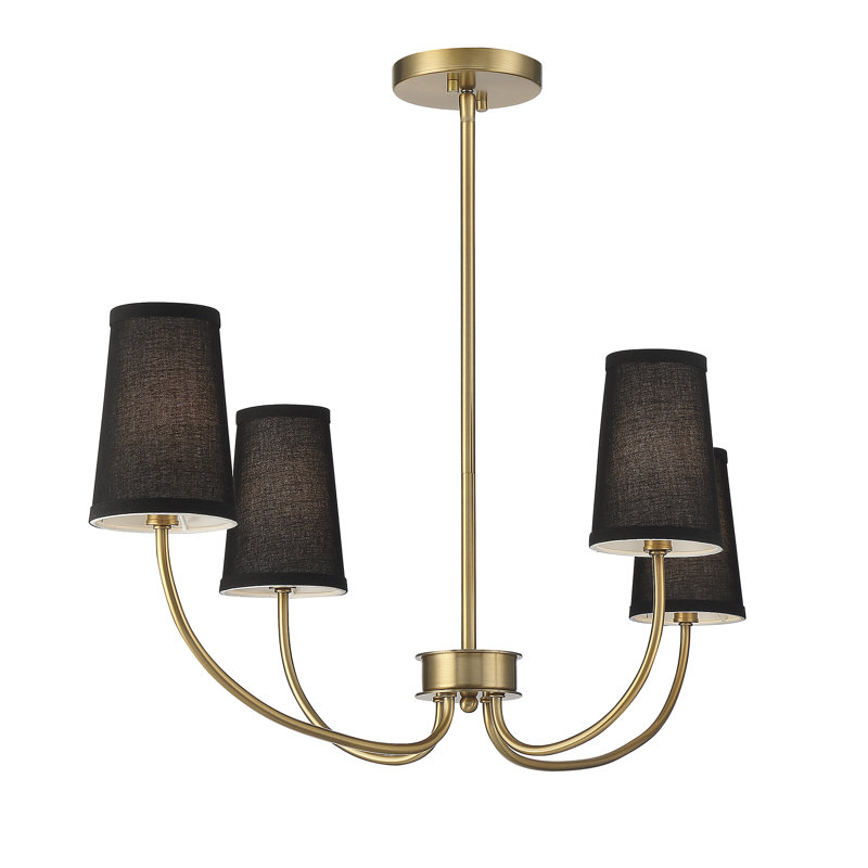 Lustre 4 lumières Meridian en laiton naturel