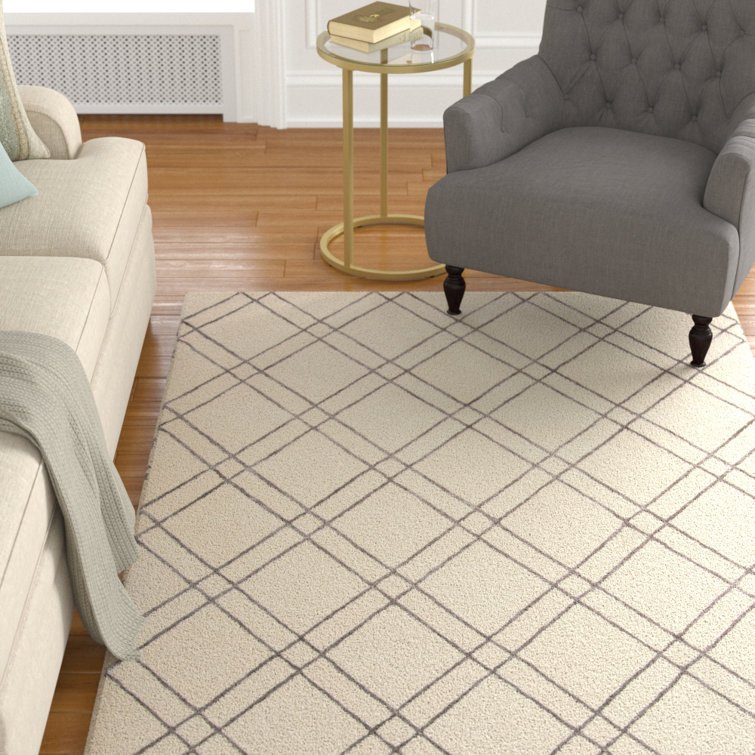 Tapis ivoire en laine touffeté à la main Milroy