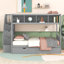 Lit superposé avec tablettes, escalier de rangement et 2 tiroirs-720009287