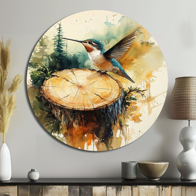 Décoration murale colibri colibri dans la glissade en bois II - Colibri, H 29 po x l 29 po