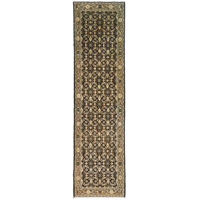 Semi Antique Dark Brown Tribal 3X11 Handmade Distressed Vintage Oriental Runner Rug