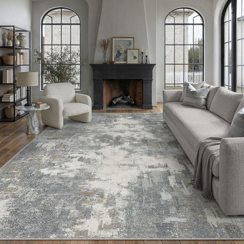 Tapis abstrait moderne Arden, Blue, Rectangle 8'6" x 11'6"