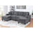 3Pc Sectional Set Right Arm And Left Arm Chaise USB Port Armless Loveseat Plastic Legs Matching Two Pillows Primary Living Room Slate Gray Finish-1977225444