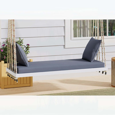 Balancelle de patio en bois, banc de balancelle avec coussin et coussins