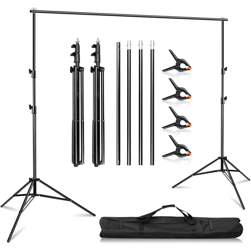 2x3m/6.5x10ft Photography Backdrop Stand Adjustable Background Support System Kit Backdrop Frame with Carry Bag for Photo Studio Video Birthday Party