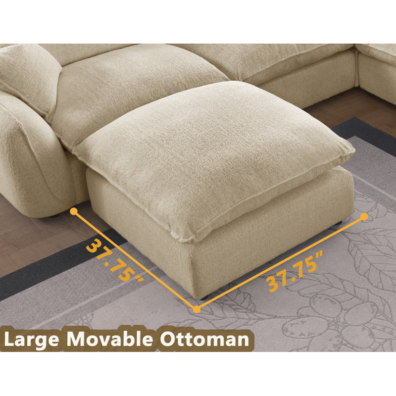 Cloud Modular Sectional Sofa,Down Filled Comfort Oversized  For Living Room,  Large 8 Seater Minimalist Wide Deep Seat, Sofa Cover Washable & Removable