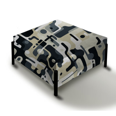 Beige And Grey Urban Maze - Geometric Large Square Ottoman