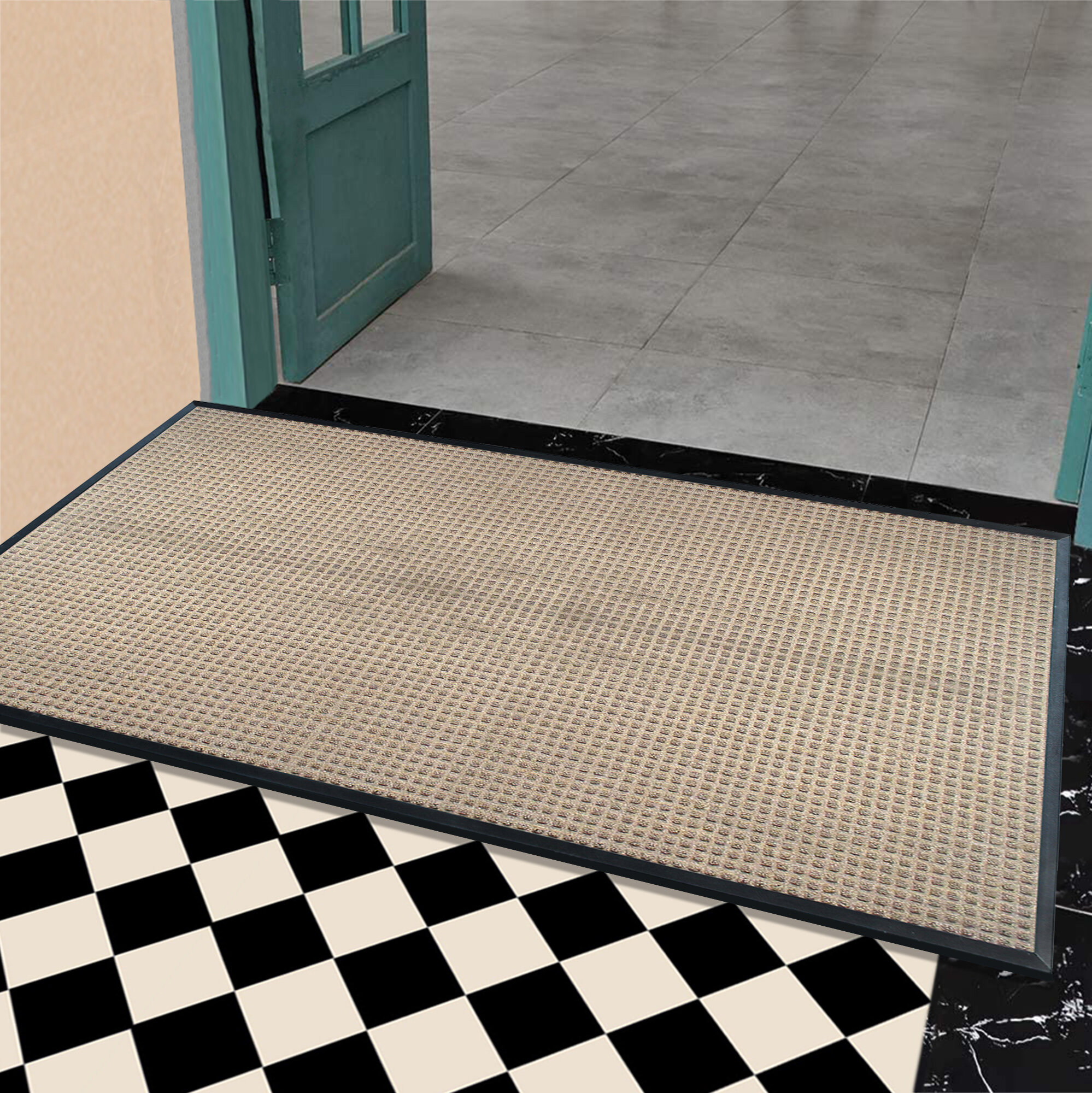 Symple Stuff Solid 72 in. x 48 in. Non-Slip Outdoor Door Mat & Reviews ...