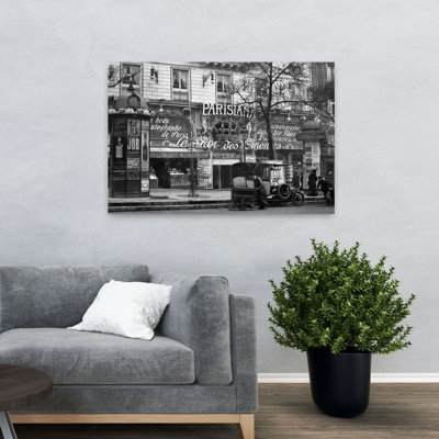 1900S 1910 Street Scene Showing A Kiosk And The Front Of The King Of Cinemas Theater Paris France Classic Retro Vintage Architecture City Art