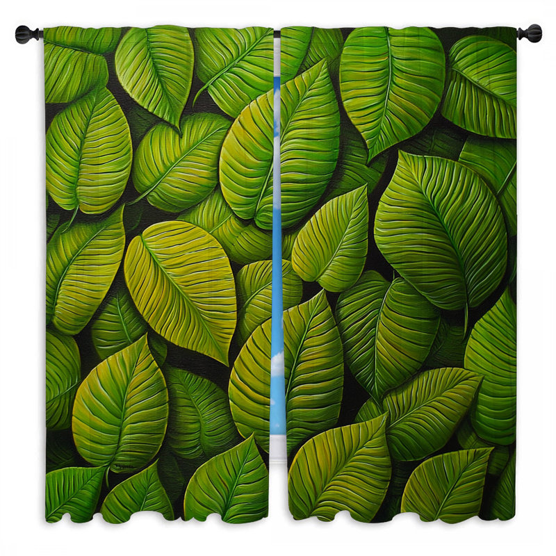 Rideaux de fenêtre à motif de feuilles et rideaux modernes à motif floral - 2 panneaux, L 20 po x L 52 po