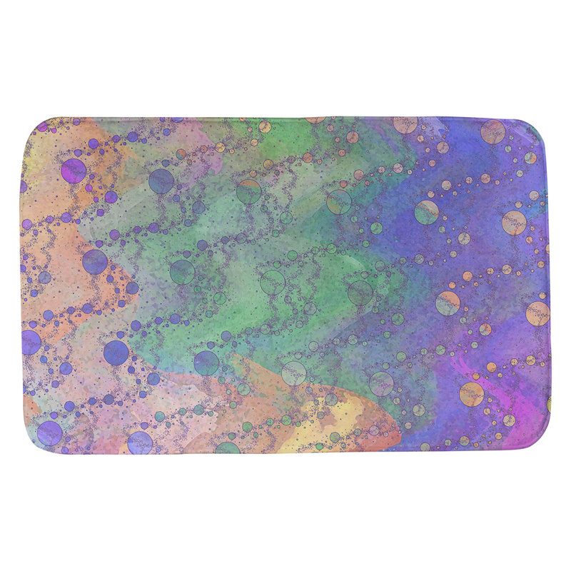 Tapis de salle de bain planet stars, l 17 po x L 24 po, Mauve / Vert / Orange