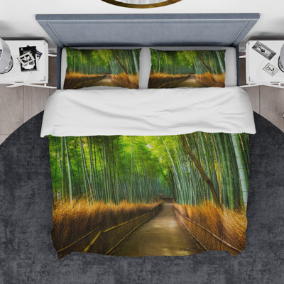 Ensemble de housse de couette japan designart arashiyama bambou