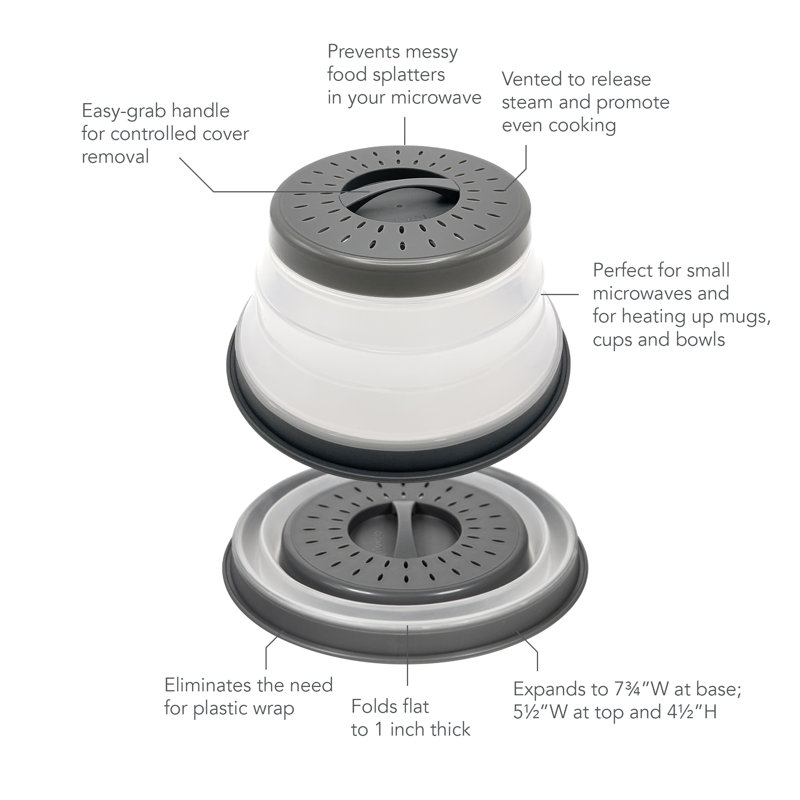 Tovolo Universal 3-Piece Plastic Lid Set, Gray