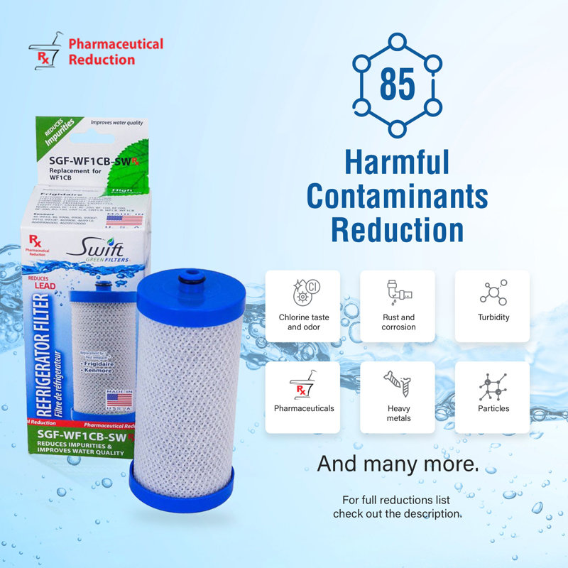 Swift Green Filters SGF-WF1CB Rx Compatible Refrigerator Water Filter for WFCB, WF1CB, 240394501, NGRG-2000, RF-100, RG-100, 218710901, 218710902, Made in USA-2 Pack