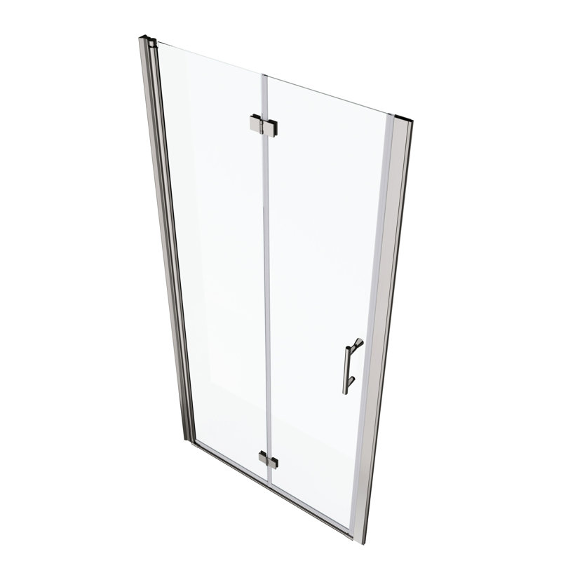 1 porte de douche pivotante réglable de 1 3/8 po. Verre trempé de 1/4 po 3672. Barre murale et poignée fine en acier inoxydable 304. 36 000 tests d'ouverture / fermeture ont été effectués. Système lisse, fuite sonore. Réglage universel