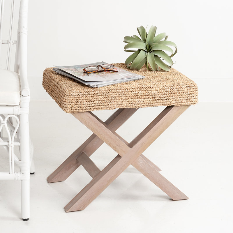Bowden Solid Wood Accent Stool, Tan