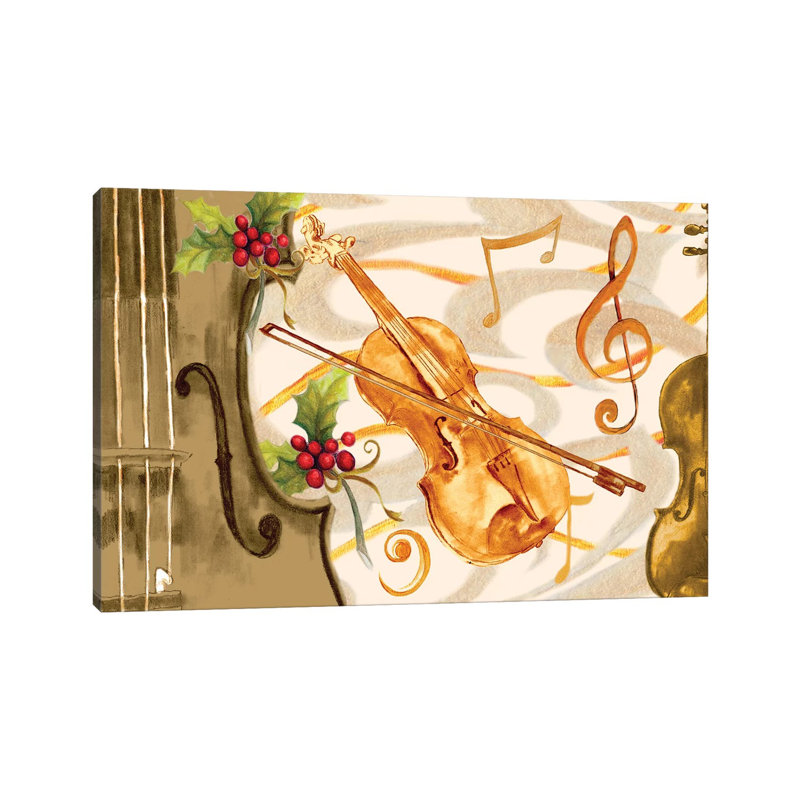 Christmas Music II by Janice Gaynor - Wrapped Canvas Painting, 20.32 cm H x 30.48 cm W