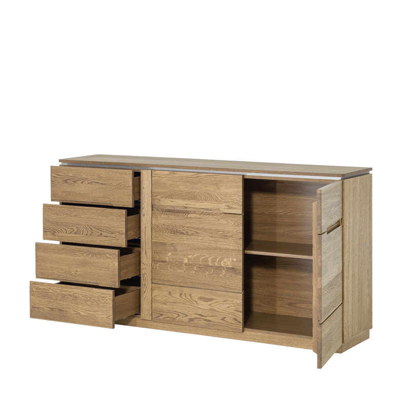 Montenegro Solid + Manufactured Oak Wood 4-Drawer and 2-Door Combi Chest