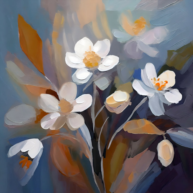 White Blossoms In Bloom, 54" H x 54" W
