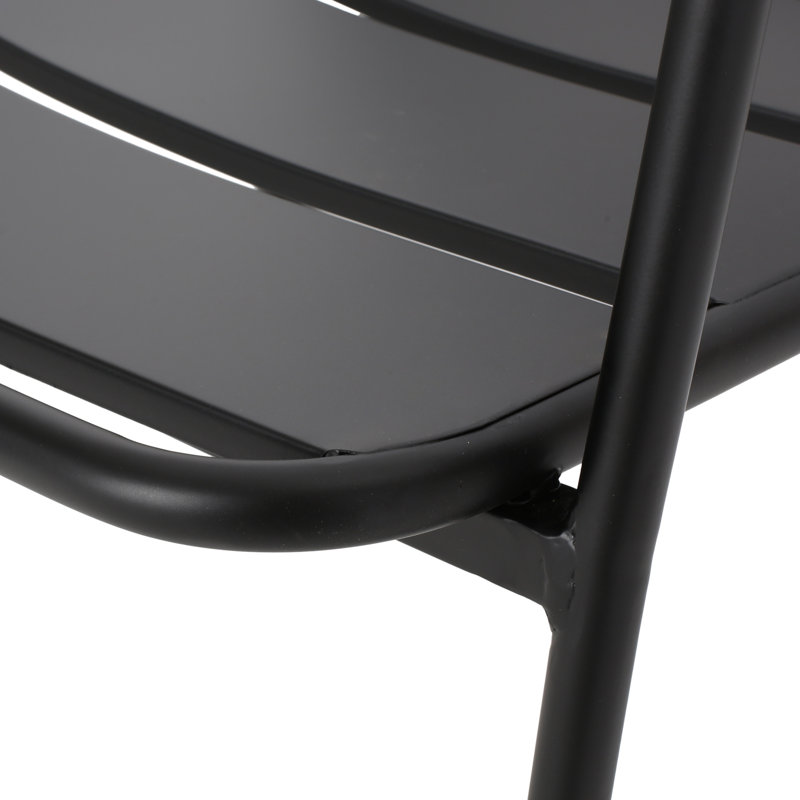 Cour et patio: chaise en fer noir mat, 24,56 po Profondeur, chaise en fer de 13,3 lb, ajoutant du charme à la terrasse, H 25,45 po x P 24,56 po