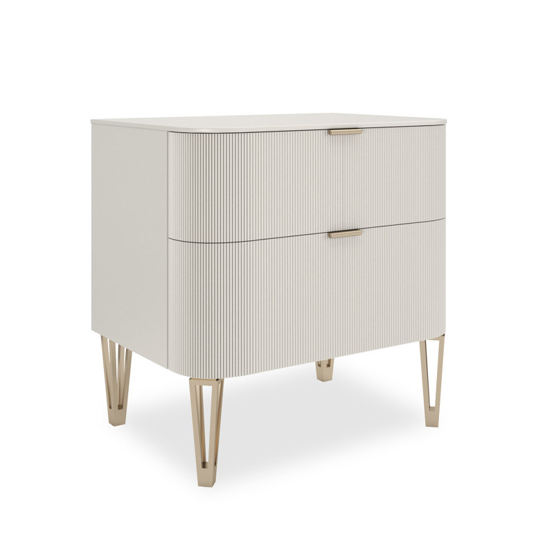 Love 2 - Drawer Solid Wood Nightstand, Beige