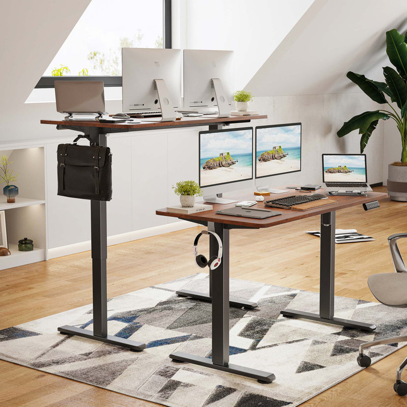 Bureau de travail électrique à hauteur réglable, L 47,24 po x P 23,62 po, Brun / Noir