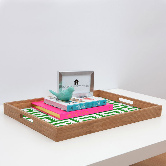 Plateau de service grec, H 1,75 po x l 18 po x P 14 po, Vert