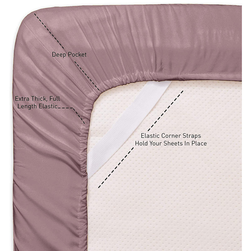 Microfiber Sheet Set, Queen Sheet Set with 2 Pillowcases, Rose