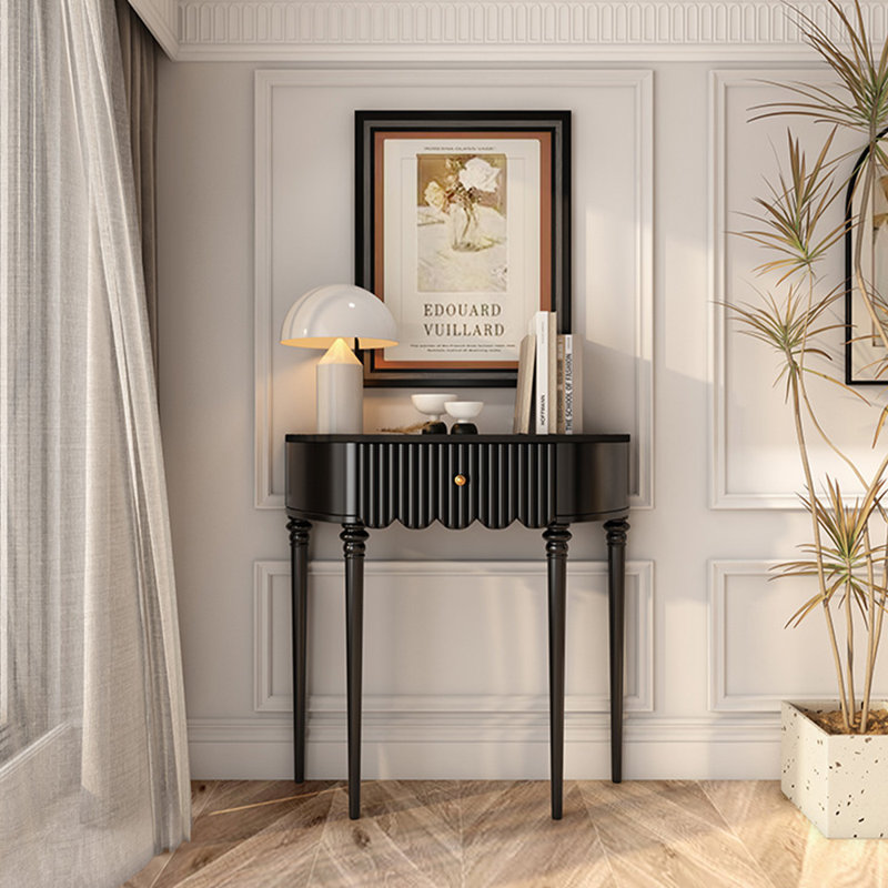 Console demi-cercle en bois massif noir