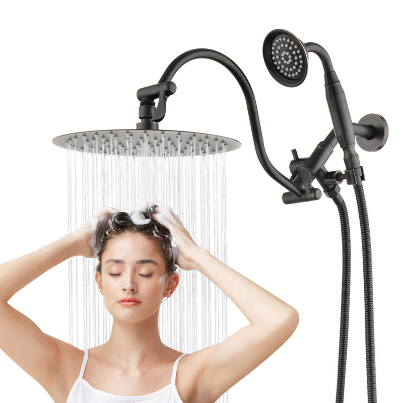 10'' Rainfall Shower Head With 12'' Upgrade Adjustable Extension Arm, Oil-Rubbed Bronze