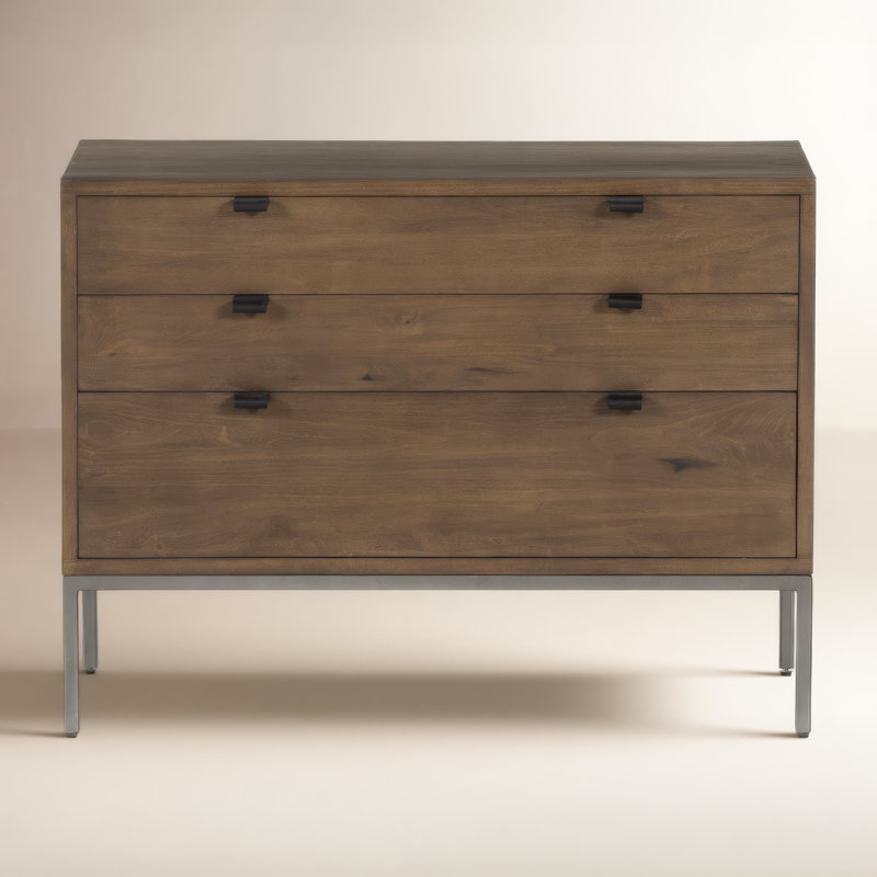 Loki Solid Wood 36'' W 3 - Drawer Dresser, Auburn Poplar