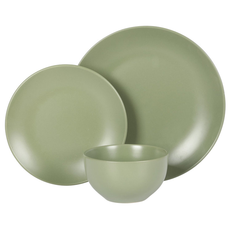 Gibson Home Queenslane 12 Piece Stoneware Matte Dinnerware Set - Matte Blue, Green
