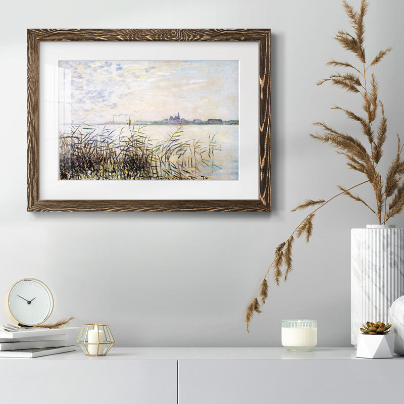 La seine près d'Argenteuil, 1874 - Reproduction encadrée rustique avec tableau mat, H 14 po x l 20 po, Noyer