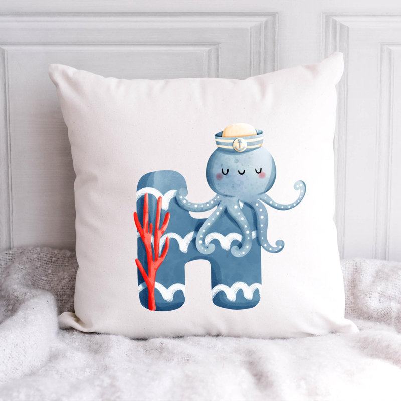 Coussin Nautical Sea Life_607 - Throw Pillow Insert Includ, H 18 po x l 18 po
