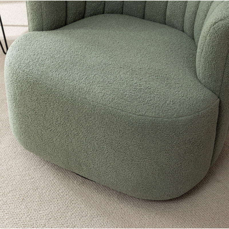 Fauteuil demi-tonneau pivotant rembourré Musaab, Vert