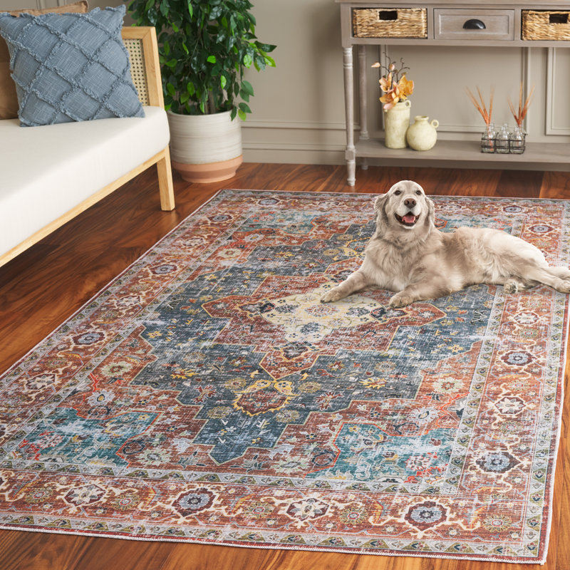 Tapis rouge / bleu Arizona 126, Rectangle de 5 pi x 8 pi