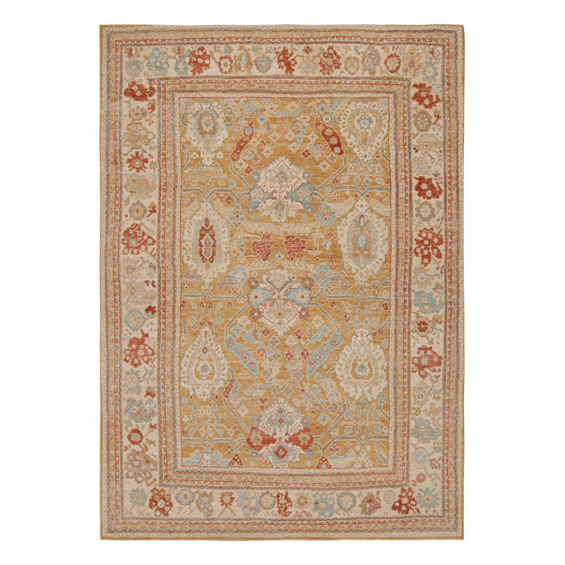 Oushak Hand Knotted Floral Area Rug, Rectangle 12' x 18'
