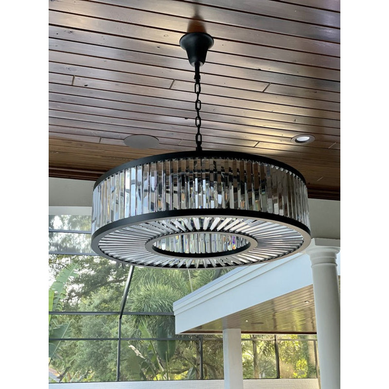 Lustre tambour 14 lumières à intensité variable Connerton, H 22 po x l 36 po x P 36 po