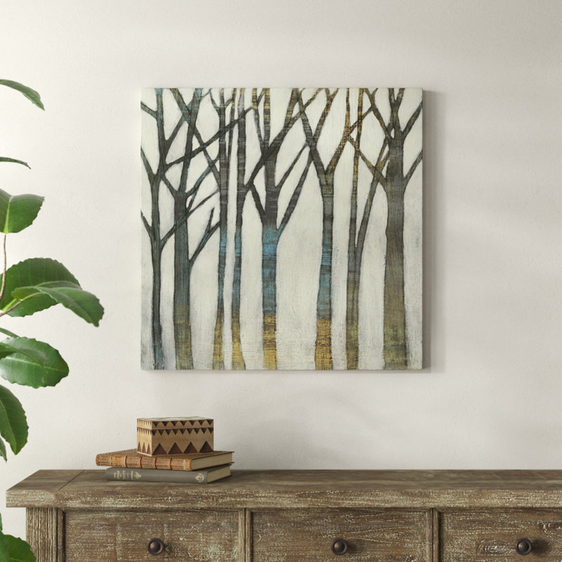 Birch Line I by Jennifer Goldberger - Painting, 51cm H x 51cm W, Wrapped Canvas