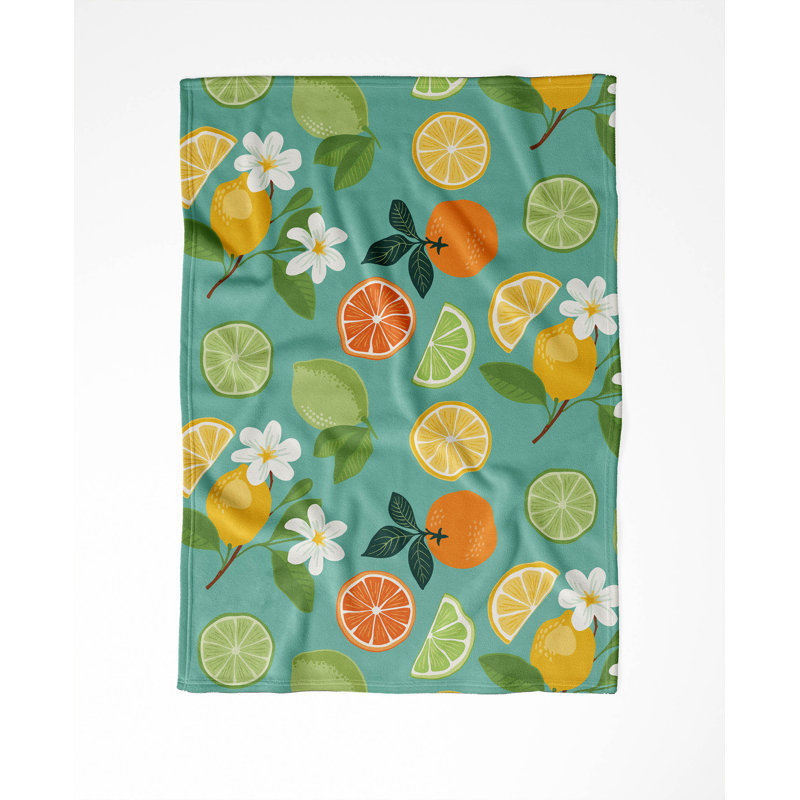 Couverture en velours de velours vison ensoleillé d'agrumes ensoleillés, L 60 po x l 50 po, Sarcelle