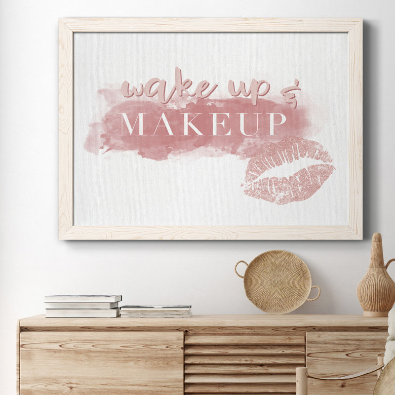 «Wake Up and Makquillage», reproduction d'art graphique sur toile, H 37,5 po x l 27,5 po x P 1,5 po, Cadre blanc