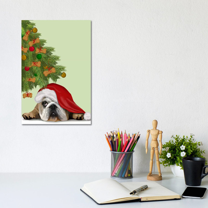 English Bulldog, Cookie Tree by Fab Funky - Wrapped Canvas Gallery-Wrapped Canvas Giclée, 20.32 cm H x 30.48 cm W
