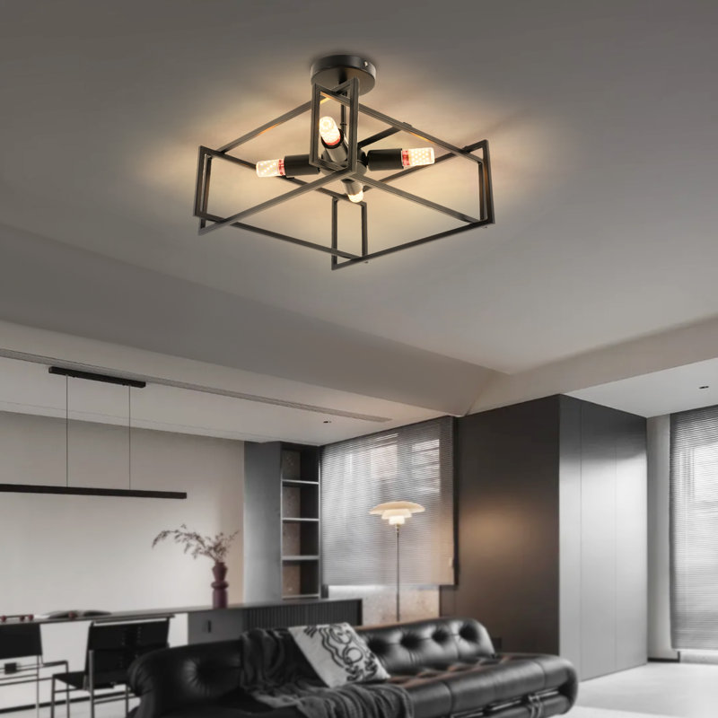 4 Head Ceiling Lamp Flush Mount Lighting Fixture E26 110V