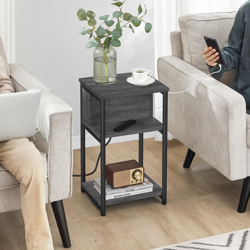Table de chevet avec station de charge, Gris