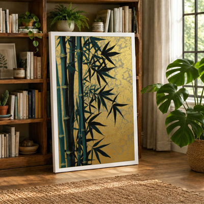Bamboo in Gold Japandi - Wrapped Canvas