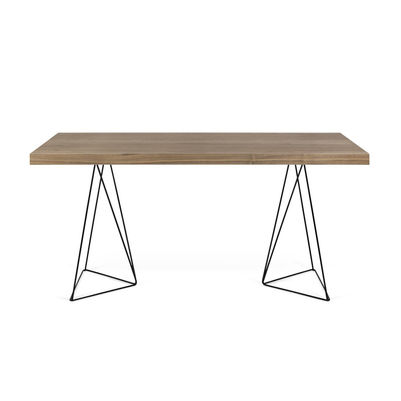 Cowley Stainless Steel Writing Desk, 160 x 77cm, Walnut/Chrome