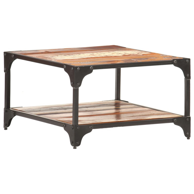Kylee Four Leg Coffee Table with Storage, Brown/Green/Yellow
